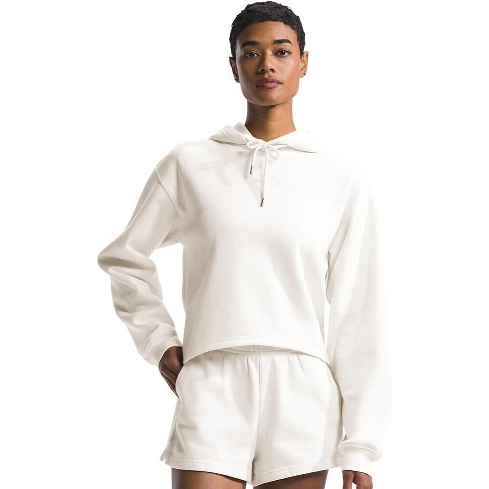 The North Face Women's Cropped Hoodie Evolution High-Low Pullover Off White XL